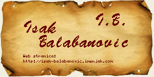 Isak Balabanović vizit kartica